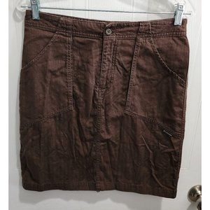 Columbia Vertex Women's 100% Cotton Skirt Back Zip Up Slit Brown Size Small